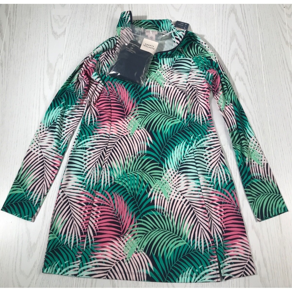 Tommy Bahama Dress Women S Golf Green Floral 1/4 Zip Long Sleeve Shorts Included